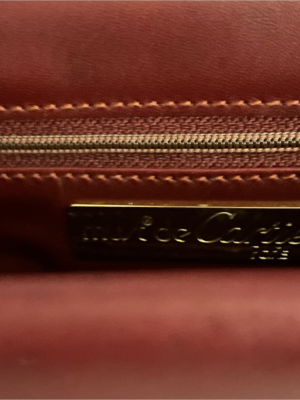 Cartier Burgundy Leather Shoulder Bag with Gold Hardware - Picture 9 of 14